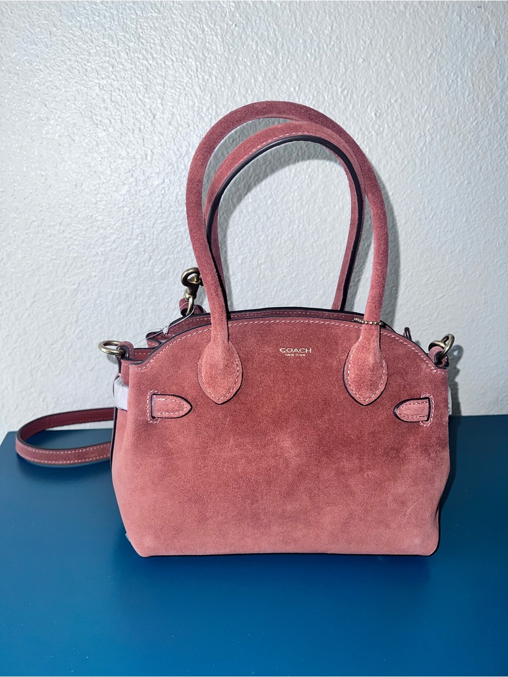 Coach Suede Empire Carryall 21 in Clay
